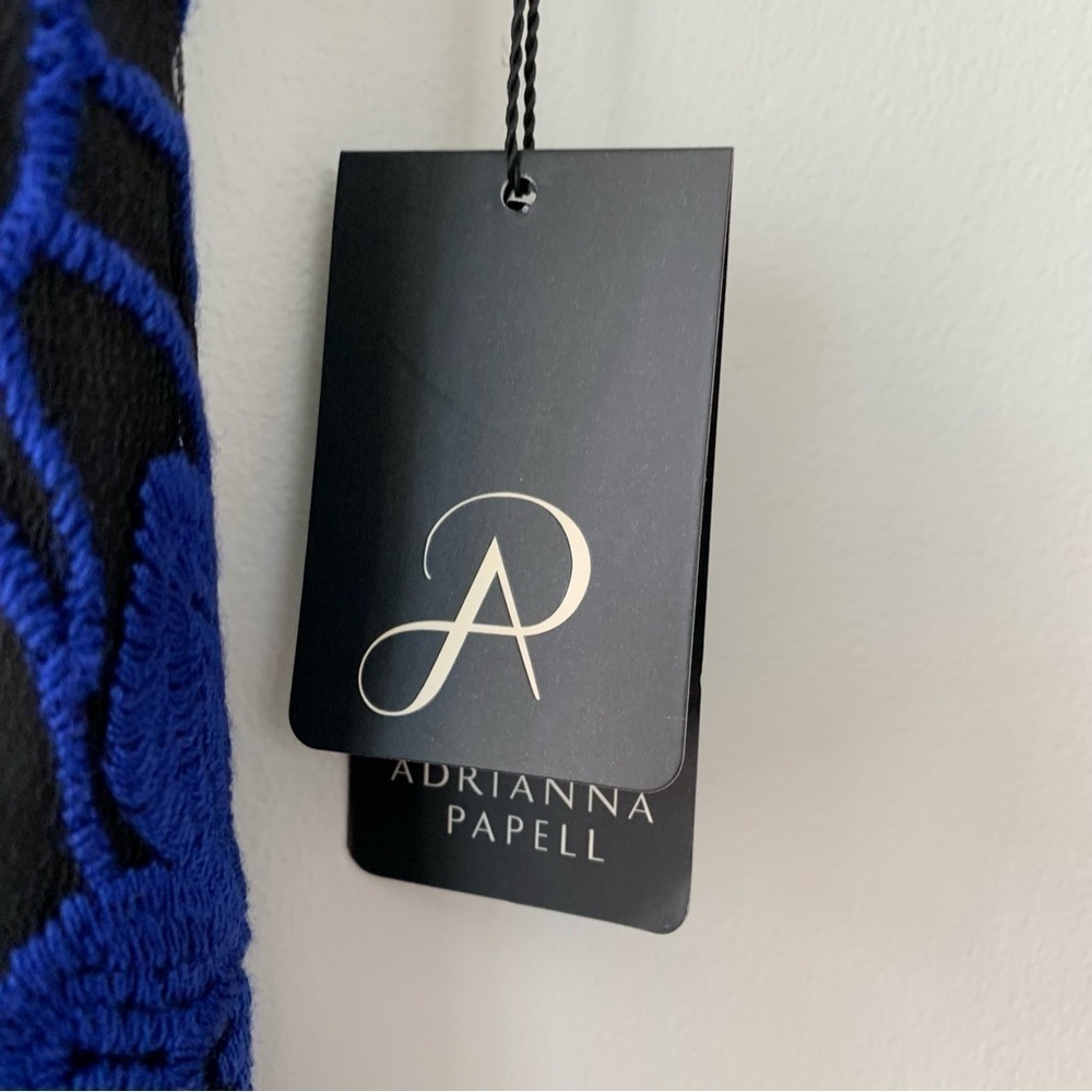 Adrianna Papell Juliet Lace Pleated Sheath Dress Blue Black Size 10P NWT - Picture 7 of 9